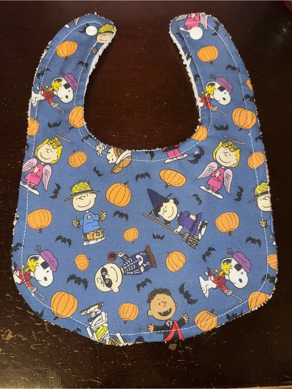Handmade Halloween Snoopy bib